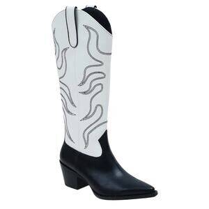 Wild Pair Women's Leahne Western Cowboy Boots Black White Size 7 1/2
